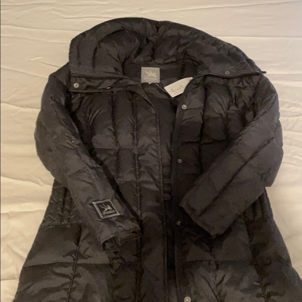 Spiewak long black quilted down puffer coat NWT